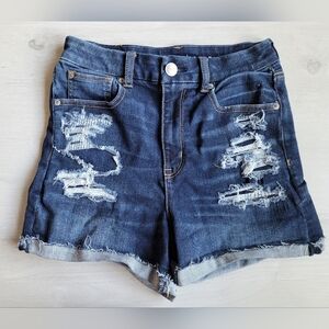 American Eagle Midi Distressed Strech Jean Shorts